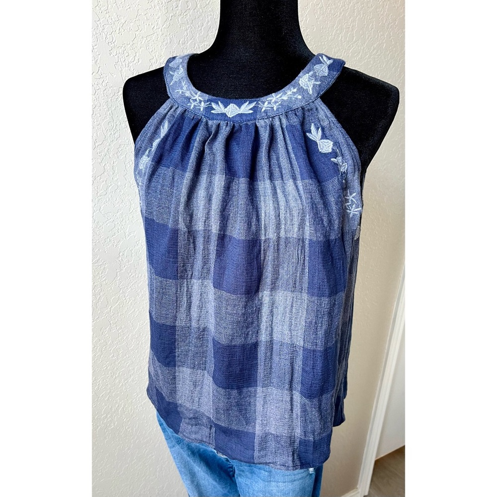 Gauzy plaid tank